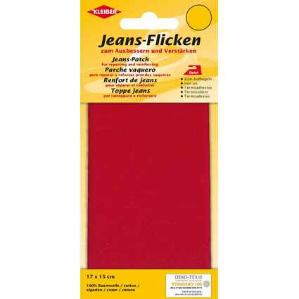 KLEIBER Patch thermocollant pour jeans, 170 x 150 mm, rouge