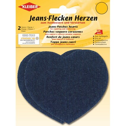 KLEIBER Patch thermocollant pour jeans Coeur, bleu fonc
