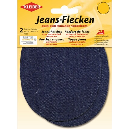 KLEIBER Patch thermocollant ovale pour jeans, bleu fonc