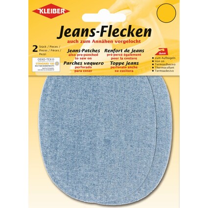 KLEIBER Patch thermocollant ovale pour jeans, bleu clair