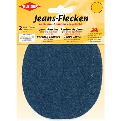 KLEIBER Patch thermocollant ovale pour jeans, bleu moyen