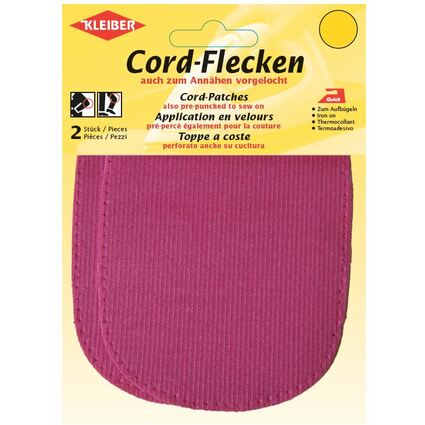 KLEIBER Patch thermocollant en velours ctel, rose vif