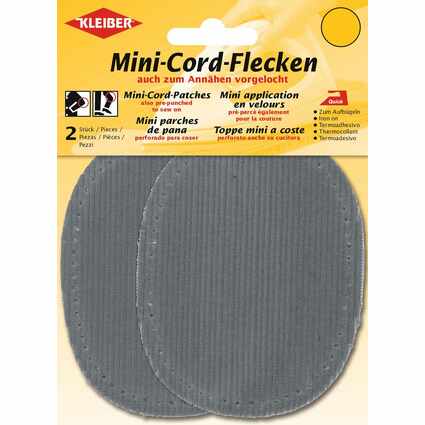 KLEIBER Mini patch thermocollant, fin velours ctel, gris