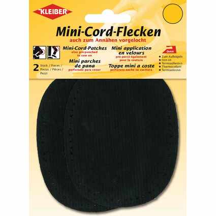KLEIBER Mini patch thermocollant, fin velours ctel, noir