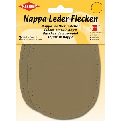 KLEIBER Patch en cuir nappa, 125 x 100 mm, beige