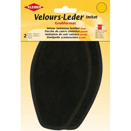 KLEIBER Patch imitation cuir velours, 185x95 mm, brun fonc