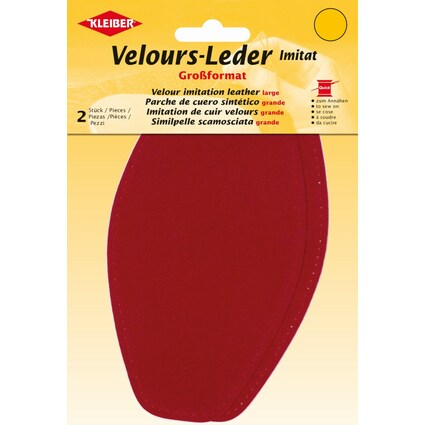 KLEIBER Patch imitation cuir velours, 185x95 mm, rouge