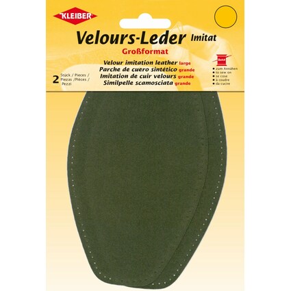 KLEIBER Patch imitation cuir velours, 185x95 mm, olive