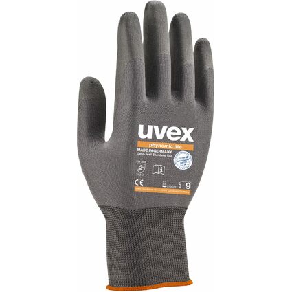 uvex Gants de travail phynomic lite, T. 12, gris